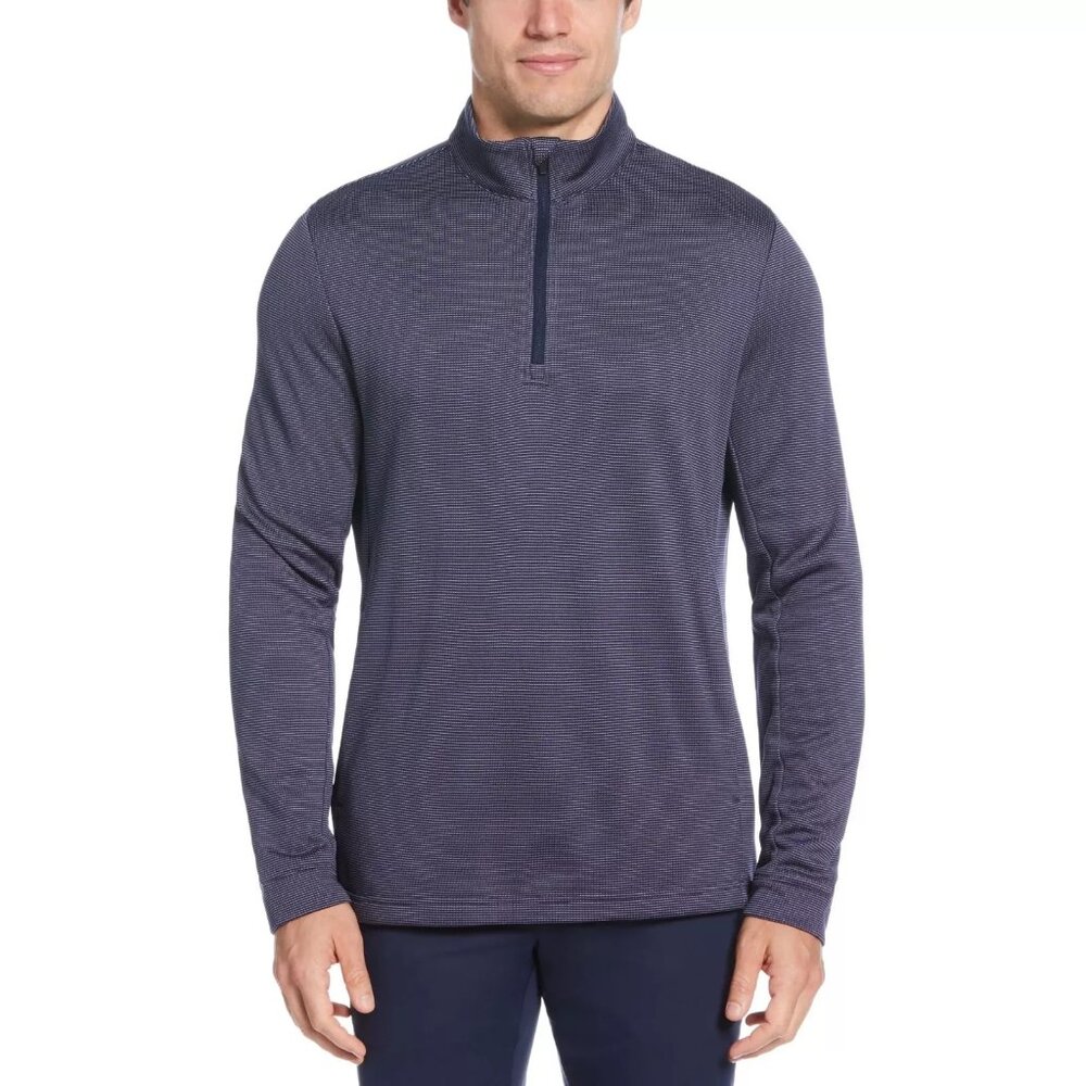 Ben Hogan Men Sweater Micro Jacquard 1/4 Zip Golf Sweater Blue Size M NWT